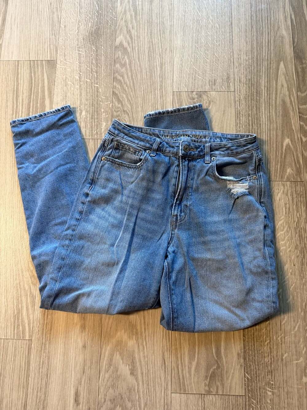 American Eagle Distressed Jeans Blue Comfort Stretch Waistband